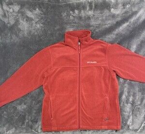 Columbia Men's Red Fleece Jacket Large, Polyester, Washable, Full Zip
